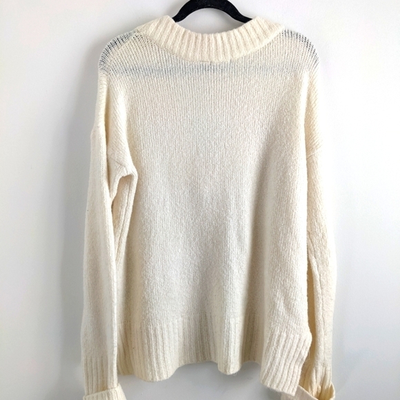 BRAVE Soul London Y2K Oversized Low V Neck Cream Sweater M - Picture 3 of 14